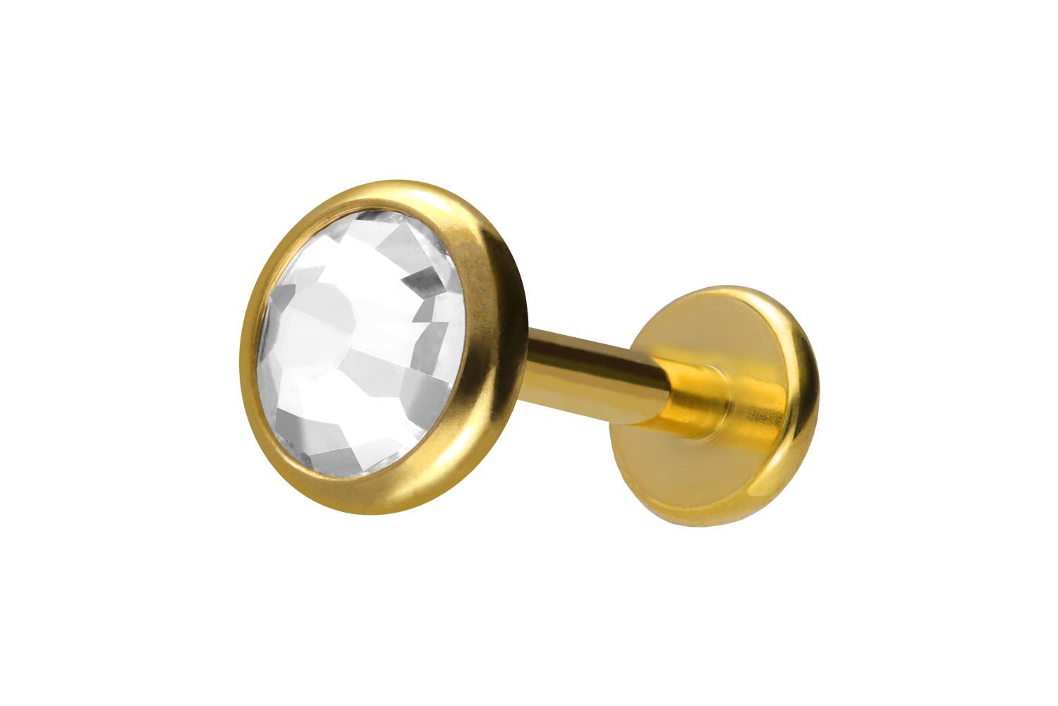 Titan Labret Piercing mit Innengewinde KRISTALLDISC